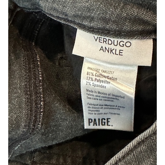 PAIGE | Verdugo Ankle Gemma Gray Raw Hem Jeans | Size 27 - Picture 5 of 9